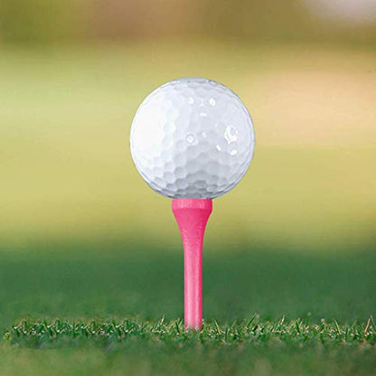 Wooden Golf Tees 3-1/4", 2-3/4", 1-1/2" Available,100 Count (Natural Color, White, Black, Blue, Red, Pink) - color: Pink, size: 2 3/4 inch