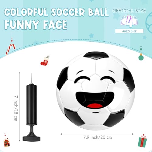 Soulchen 6 Pcs Funny Face Soccer Balls Bulk with Pump Mesh Bag Official Size 3 4 Indoor Outdoor Soft Soccer Game Practice Back to School Sport Gift for Child Youth(Size 4)