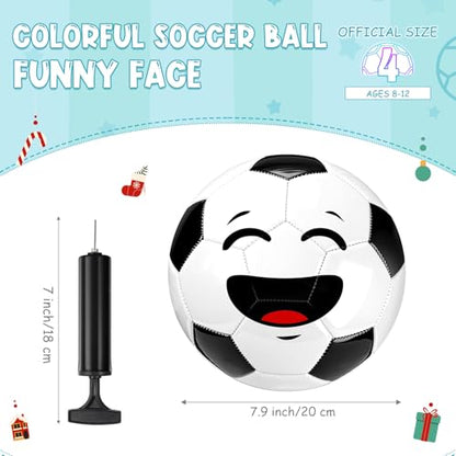 Soulchen 6 Pcs Funny Face Soccer Balls Bulk with Pump Mesh Bag Official Size 3 4 Indoor Outdoor Soft Soccer Game Practice Back to School Sport Gift for Child Youth(Size 4)