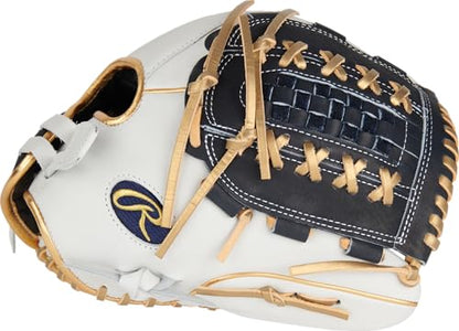 Rawlings | Liberty Advanced Color Series Fastpitch Softball Glove - color: White / Navy / Gold | X-Laced Basket Web, size: 12.5" | Utility
