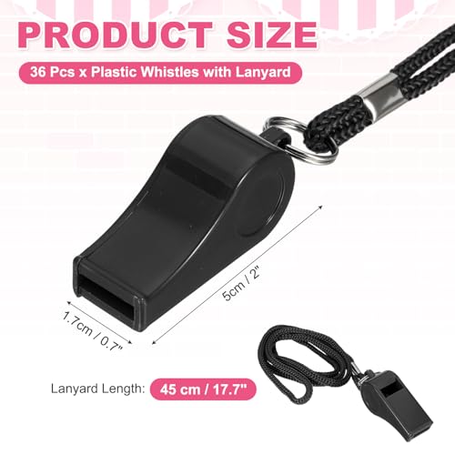 Whistles with Lanyard, Training Sports -Fitting for (Coaches/Referee/Outsides/Team Events) - color: Black