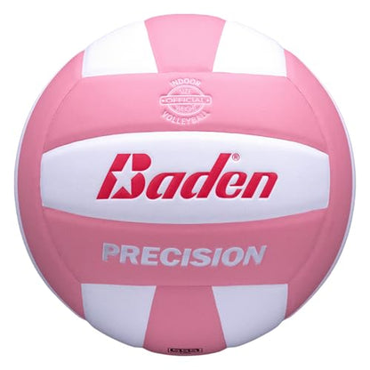 Baden | Precision | Official Size + Weight Entry Level Youth Indoor Volleyball | PU Composite, Extra Foam Backing, Reduce Sting - color: Pink