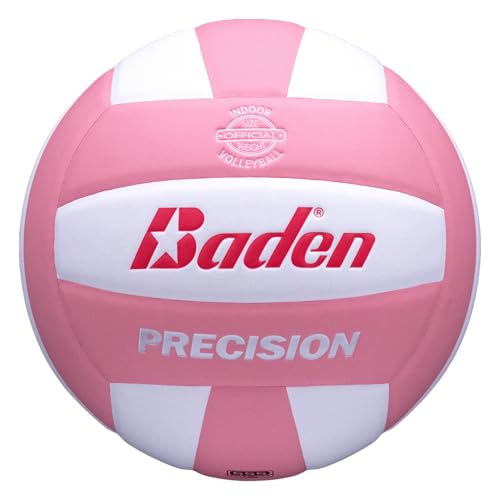 Baden | Precision | Official Size + Weight Entry Level Youth Indoor Volleyball | PU Composite, Extra Foam Backing, Reduce Sting - color: Pink