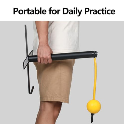Portable Baseball/Softball Swing Trainer with Auto-Reset Tethered Ball | Easy Fence Mounting System for Solo Hitting Practice, Batting Training Equipment for Beginners & Pro