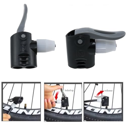 Black Dual Head Bike Pump Adapter Valve Quick Pump Fitting Replacement Nozzle Tire Valve Connector Valve Adapter 2PCS