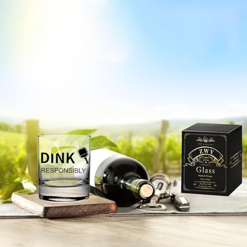 Dink Responsibly Pickleball Whiskey Glass, Pickle Ball Dink Responsibly pickleball Lovers Stemless Wine Tumbler Gift for Men or Partners Players Insulated Stainless Steel Wine Glass-54