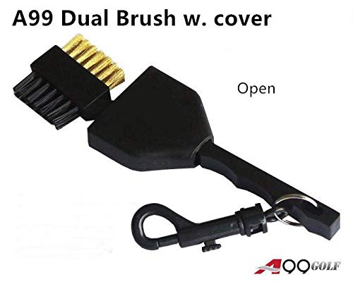 A99 Golf Dual-Sided Golf Club Brush Groove Cleaner – Retractable Cover with Clip, Golf Cleaning Tool for Irons & Woods