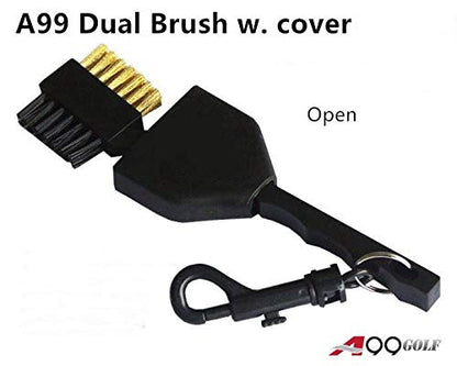 A99 Golf Dual-Sided Golf Club Brush Groove Cleaner – Retractable Cover with Clip, Golf Cleaning Tool for Irons & Woods