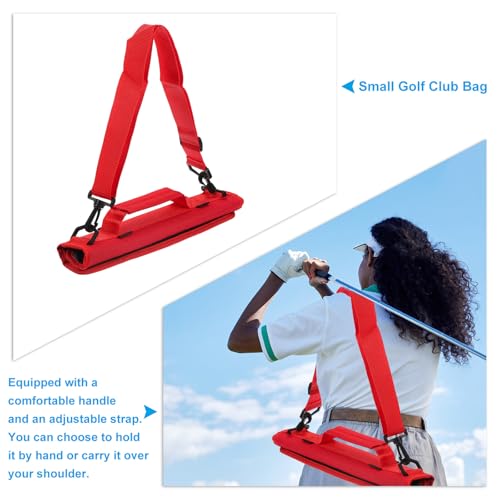 PATIKIL Lightweight Carry Bag, Mini Golf Club Bag with Adjustable Strap for Men Women Golfer Pouch Driving Range Carrier Course Training Practice Case - color: Red