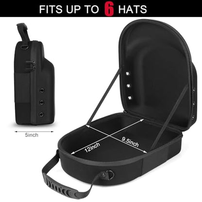 GERMUN Hard Baseball Hat Case with 6pcs Hat Hooks, Hat Carrier Travel Case with Adjustable Shoulder Strap, Hat Cap Case for 6 Baseball Caps - Perfect for Traveling (Black) - color: Black 1