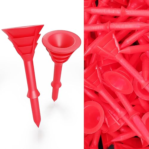 FINGER TEN Golf Tees Plastic Unbreakable Tee 3 1/4 Inch 12/24/60 Pack, Durable Stable Golf Tee 4 Colors Available for Practice - color: Red, size: 3 1/4 Inch(12 Pack)