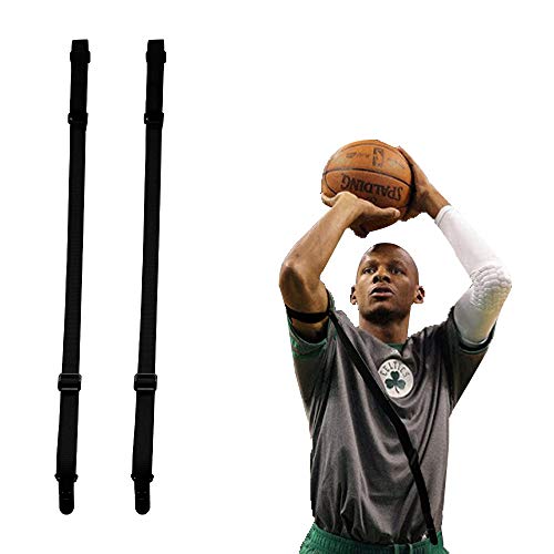 Basketball Shooting Aid Straight Shooter Strap 2 Pieces Training Posture Belts Correction Auxiliary Equipment Keeps Elbow in and Follows Thru Straight for Kids and Youth Player – Black