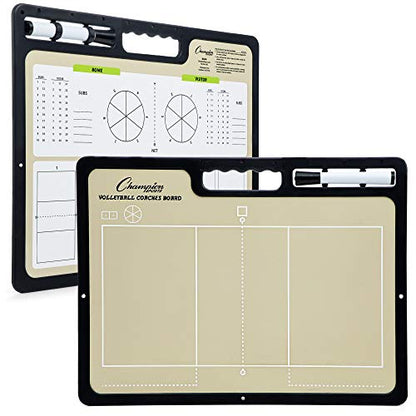Champion Sports Large & XL Dry Erase Board For Coaching - Whiteboards for Strategizing, Techniques, Plays - 2-Sided Boards with Front Side Full Field - Backside Half Field and Lineup - color: Volleyball, style: XL Coaches Board