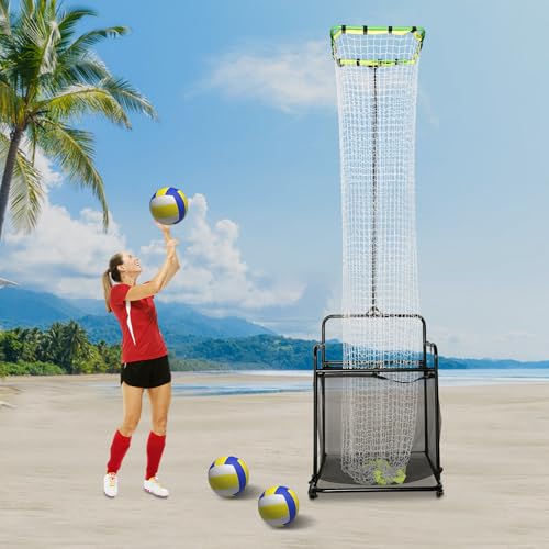 Volleyball Setting Trainer Net Volleyball Training Equipment with Adjustable 5.58-11FT Height and Angle for Professional, Beginner Serving, Passing Setting Training Practice Equipment Indoor Outdoor