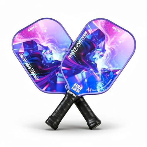 Pickleball Paddles - USAPA Approved Fiberglass Surface, Polypropylene Honeycomb Core - 8.5oz Lightweight Pickleball Paddle with Sweat-Absorbing Cushioned Grip, Cosmic Purple Design - color: Purple