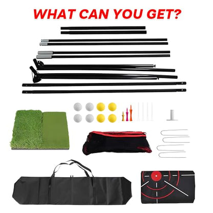 Aohanoi Golf Net, 10x7ft Golf Hitting Nets with a Turf Mats, Golf Practice Net for Backyard,Garage, Terrace Equipped with Noise Free Target, Great Gift for Fathers, Husbands and Professional Golfers