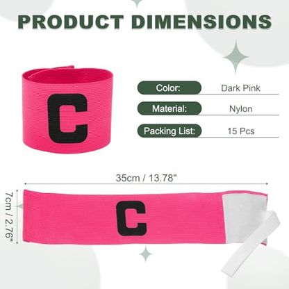 Captain Armbands, Adjustable Leader Arm Band for Soccer Elastic Team Sport Arm Band -Fitting for Football/Volleyball/Rugby - color: Dark Pink