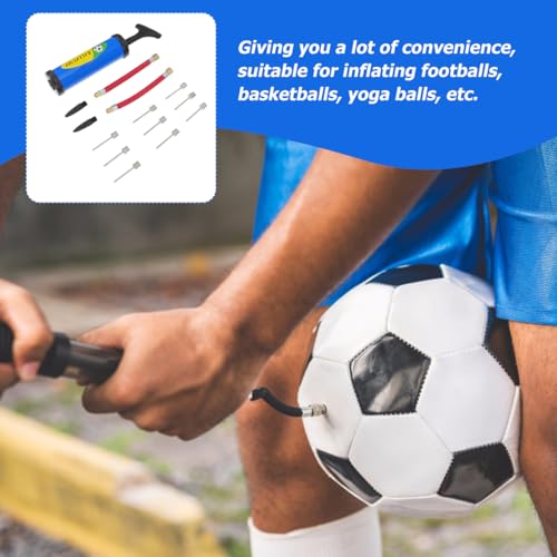 KESYOO 14-Piece Portable Mini Ball Pump Kit, Blue Manual Hand Inflator with Flexible Hose and Needles for Basketball Soccer Volleyball Sports