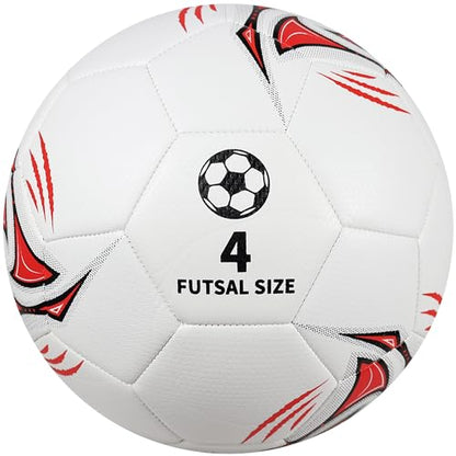 Low Bounce Futsal Ball Size 4 - Indoor Futsal Soccer Balls with Durable TPU Cover for Training & Match Play | Reinforced Stitching Design for Youth and Adults