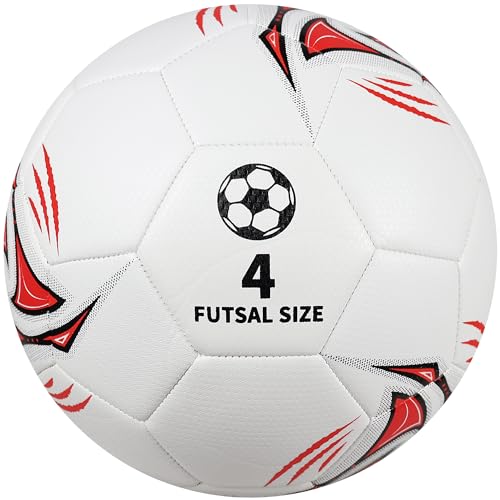 Low Bounce Futsal Ball Size 4 - Indoor Futsal Soccer Balls with Durable TPU Cover for Training & Match Play | Reinforced Stitching Design for Youth and Adults