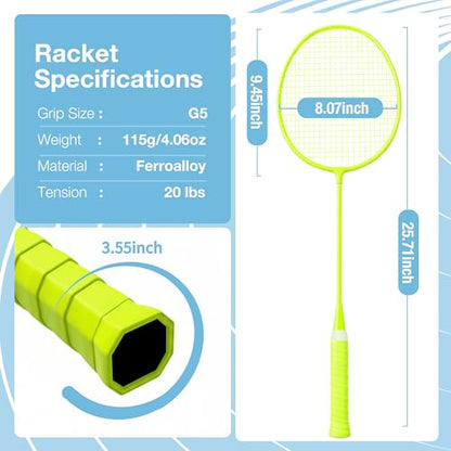 AboveGenius Badminton Rackets Set, Lightweight Badminton Set Includ 4/6 PCS Rackets, 6 Birdies, Outdoor Backyard Games, Racquets for Adults, Teens, Family Beginner - style: 6 Racket+6 Birdies