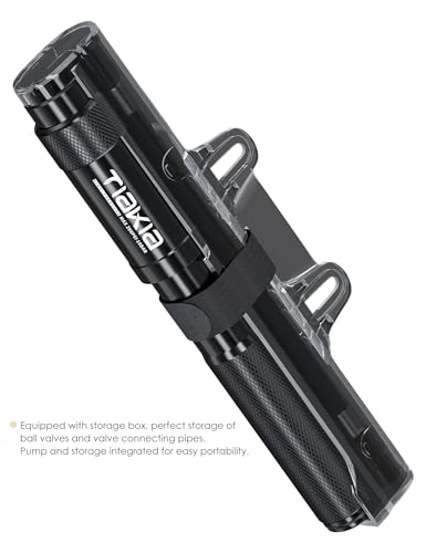 Tiakia Mini Bike Pump, Portable Bicycle Pump with Bracket, 260PSI High Pressure Frame Pump Air Hand Pump Fit Presta, Schrader & Woods Valves, Aluminum Alloy Tire Pump for Road/Mountain Bikes, Balls