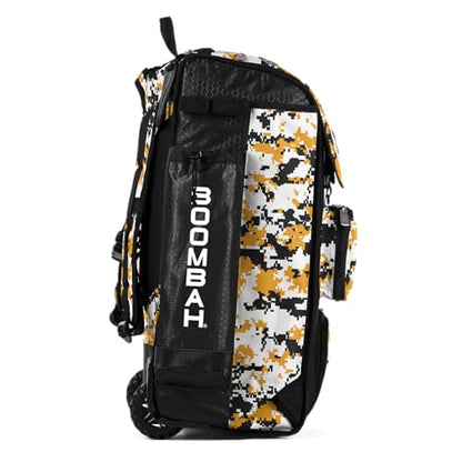 Boombah Catchers Superpack Hybrid Rolling Digital Camo Bat Bag - Multiple Colors - Wheeled & Backpack Version - color: Black/Gold