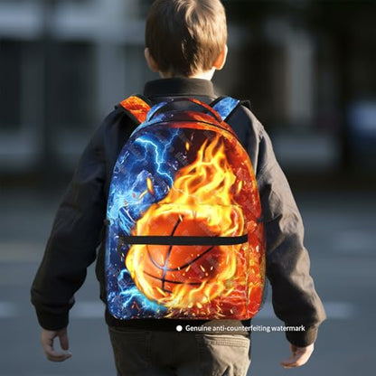 Basketball Backpack for Boys School Backpack for Kids Children Teens Elementary Middle School - Students Bookbag Ages 6-18, Waterproof Adjustable Basketball Bookbag Travel Daypack - color: Basketball