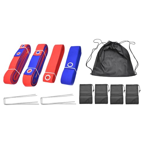 Rulbelok Beach Volleyball Courts Boundaries Line Kits with Ground Nails Courts Webbing Marker with Ground Nails - color: Red and blue