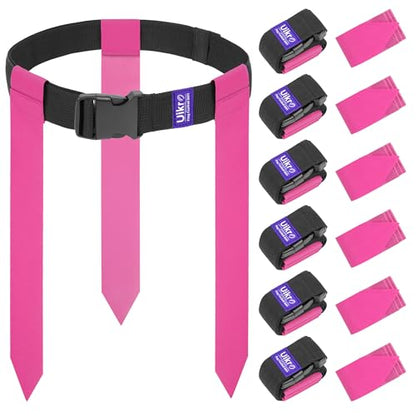 Flag Football Belts, 7 Player Flag Football Set, 21 Flags for Flag Football for Kids Youth Adults Training Sports - color: Pink