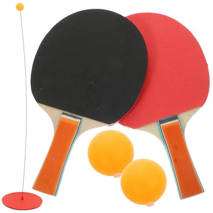 Table Tennis Trainer Set with Elastic Shaft, Wooden Training Racket and Base, Single Player Ping Pong Practice Equipment for Home and Training Random Color