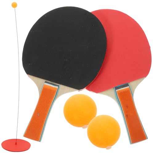 Table Tennis Trainer Set with Elastic Shaft, Wooden Training Racket and Base, Single Player Ping Pong Practice Equipment for Home and Training Random Color