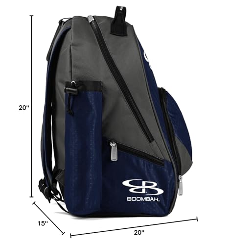Boombah Tyro Baseball/Softball Bat Backpack - 20" x 15" x 10" - Holds 2 Bats up to Barrel Size of 2-5/8" - color: Charcoal/Navy_C23