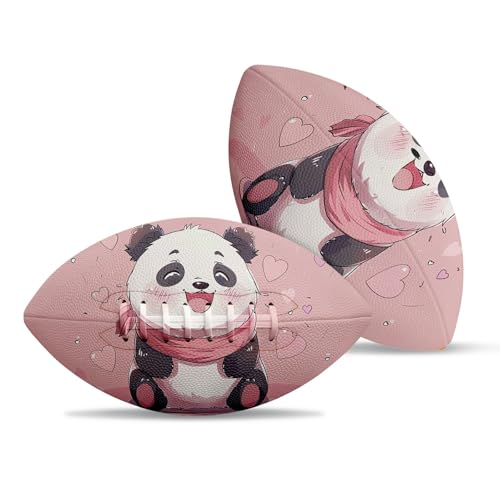 American Football, Official Size 11.9 x 7.3 Inch, Premium Composite Leather High-Grip Ball with Pro-Style Lacing, Unique Prints for Training, Games & Gifts - color: Panda Pink