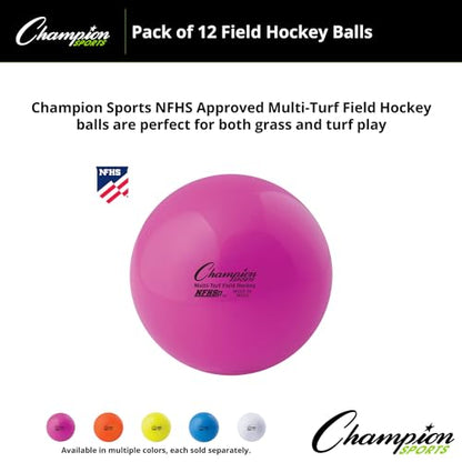 Champion Sports Field Hockey Balls – NFHS Approved, High-Visibility Regulation Balls, 12-Pack - color: Pink (Pack of 12)