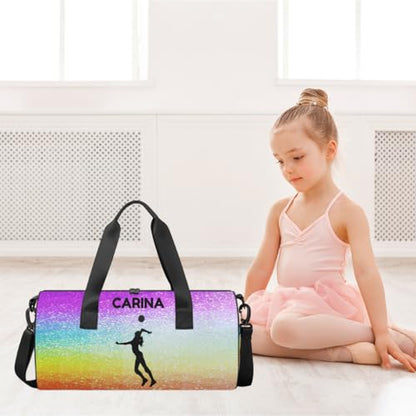 Personalized Kids Volleyball Sport Duffel Bag with Custom Name Carry On Sleepover Weekender Travel Bag