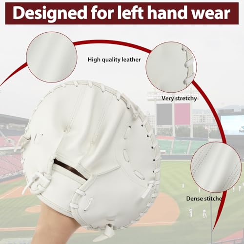 VioraWhite 2 Pack Pancake Baseball and Softball Training Glove - Flat & Soft Premium PVC Fielding Gear for Right-Hand Throw, Great Choice for Teens