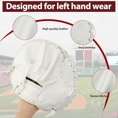 VioraWhite 2 Pack Pancake Baseball and Softball Training Glove - Flat & Soft Premium PVC Fielding Gear for Right-Hand Throw, Great Choice for Teens