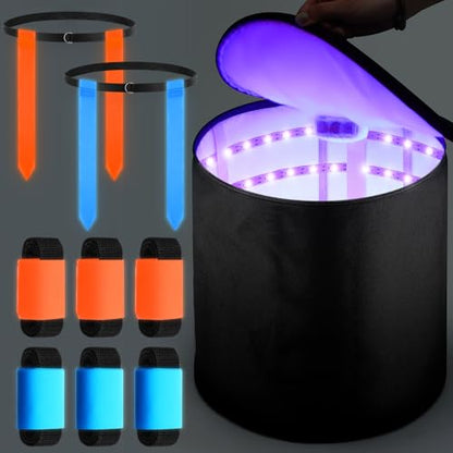 Hiboom 6 Pcs Glow in The Dark Flag Football Belts with UV Light Quick Charger Bag, Adjustable Belt Set for Playground Backyard Camping Yard Game Outdoor in The Dark Games Party Accessories