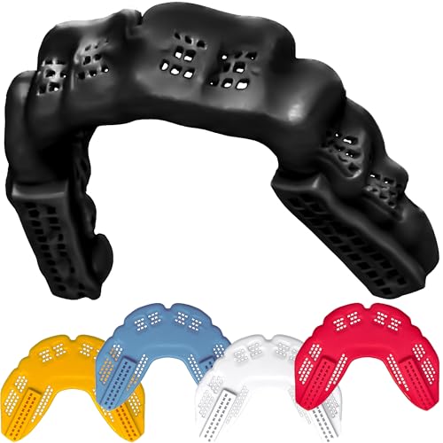 Bulletproof Braces Mouthguard – World’s Thinnest & Strongest Sports Mouth Guard for Braces! Basketball Football Lacrosse Wrestling Hockey Rugby BJJ MMA Boxing Mouthpiece – Adult Youth & Kids - color: Lava Black, size: BRACES