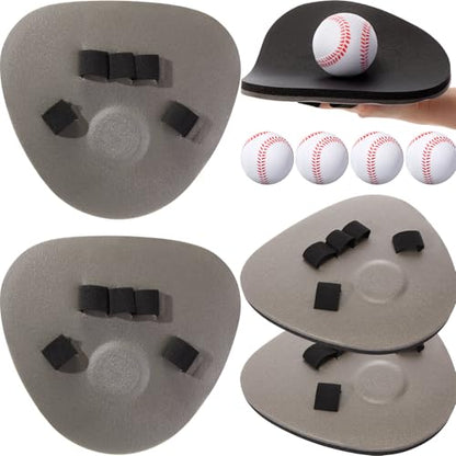 Leyndo 8 Pcs Baseball Training Glove Foam Fielding Trainer Pancake Glove with Foam Baseballs Practice Baseballs for Quick Hands Batting Infield Training Practice Two Hands - color: Black