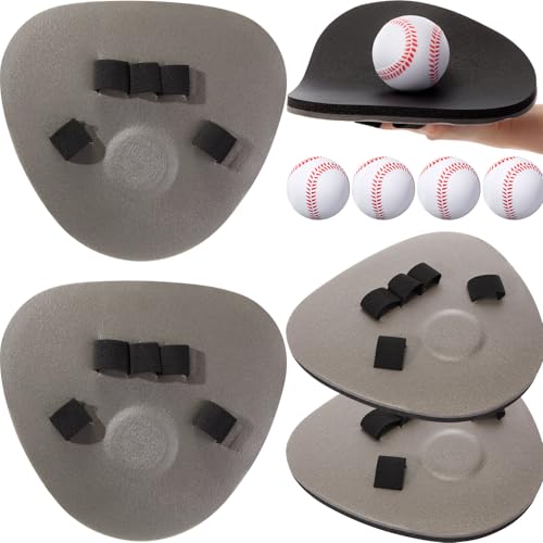 Leyndo 8 Pcs Baseball Training Glove Foam Fielding Trainer Pancake Glove with Foam Baseballs Practice Baseballs for Quick Hands Batting Infield Training Practice Two Hands - color: Black