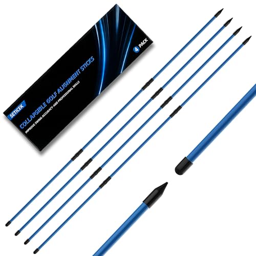 Seticek 4 Pack Golf Alignment Sticks,Upgraded 40" Collapsible Alignment Stick,Helps Improve Posture and Enhance Hitting Accuracy