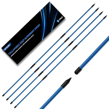 Seticek 4 Pack Golf Alignment Sticks,Upgraded 40" Collapsible Alignment Stick,Helps Improve Posture and Enhance Hitting Accuracy