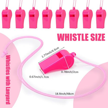 Flutesan 48 Pcs Whistles Bulk with Lanyard Sports Loud Crisp Sound Whistles for Coach Referees Training Emergency - color: Pink