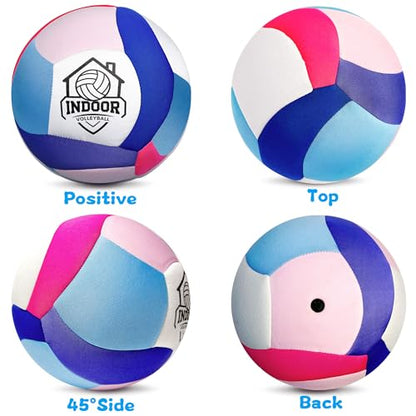 Official Size 5 Soft Indoor Volleyballs for Practicing, Safe and Silent Fabric Volleyball Ball for Youth Beginners, Realistic Feel and Bounce Volleyballs Trainer for House Yard Training