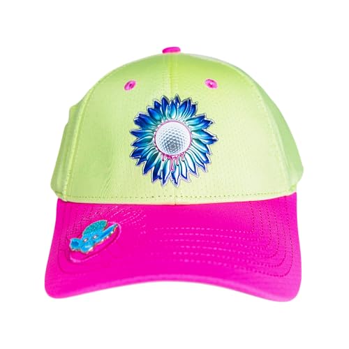 Ladies Adjustable Hats - Tee Holder with Tees & Bill Magnet with Ball Marker - 100% Custom Made - color: Sorbet Bonk, style: Center