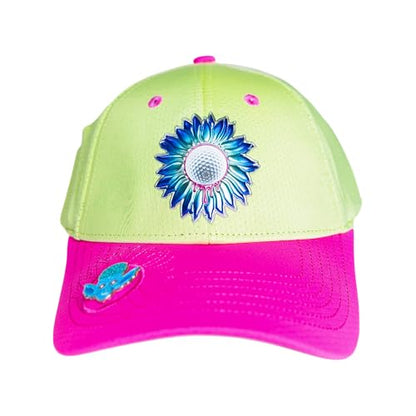 Ladies Adjustable Hats - Tee Holder with Tees & Bill Magnet with Ball Marker - 100% Custom Made - color: Sorbet Bonk, style: Center