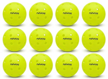 12 Pack Premium Pickleball Balls, Outdoor 40 Holes Pickleballs, High Visibility, Perfectly Balanced with High Bounce True Flight, Seamless Roto-Molded Crack-Resistant Design