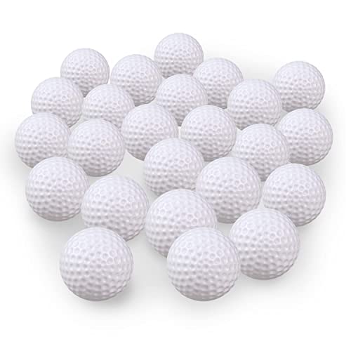 KOFULL Golf Practice Balls, Fake Hollow Plastic Golf Balls for Indoor Training, Suitable for Golf Party Decorations, Light Weight - Pack of 50 pcs (White)